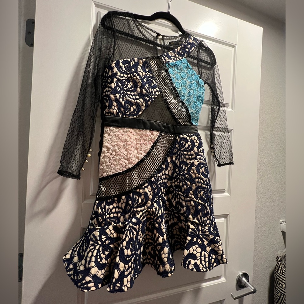 Multi color dress with black lace